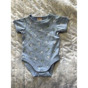 Gymboree Vintage 0-3 Months Baby Bodysuit 2002 Tortoise And Hare Line Blue